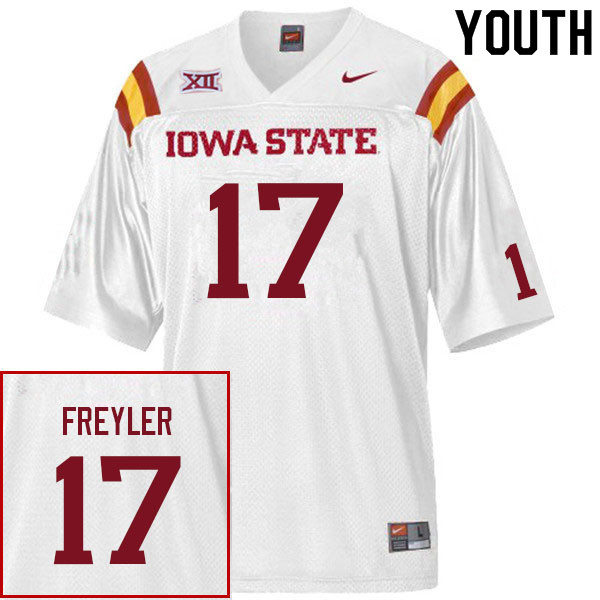 Iowa State Cyclones Youth #17 Beau Freyler Nike NCAA Authentic White College Stitched Football Jersey LX42V30AB